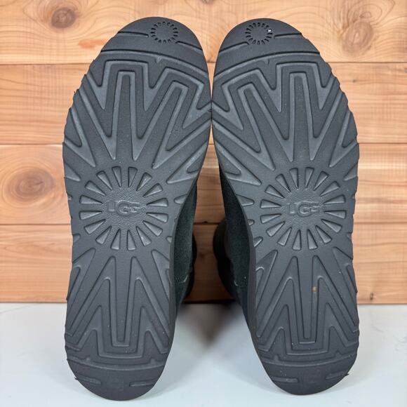 UGG Kristin Mini Platform Wedge Pull On Ankle Boot Black Suede Shearling size 9 - Picture 8 of 15